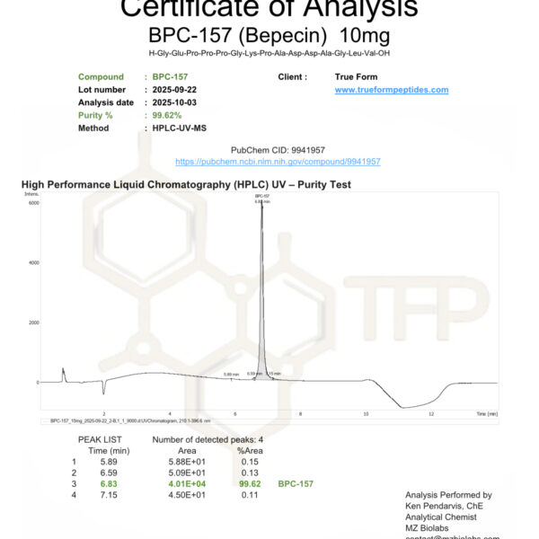 COA BPC-157 P1