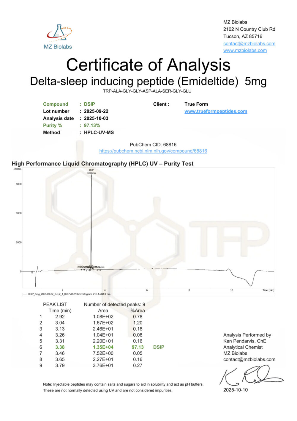 DSIP 5mg - True Form Peptides