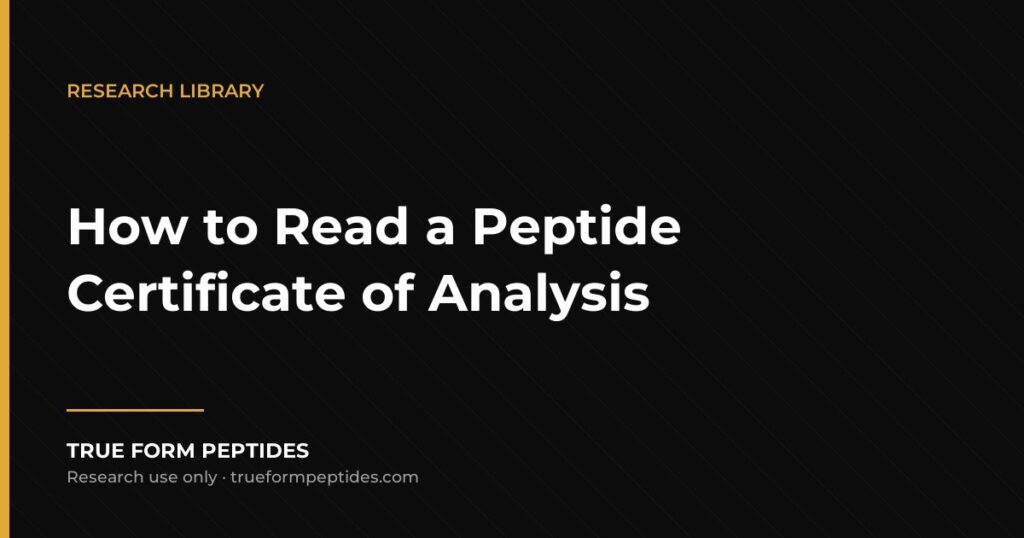 How to Read a Peptide Certificate of Analysis (COA) True Form Peptides research library cover